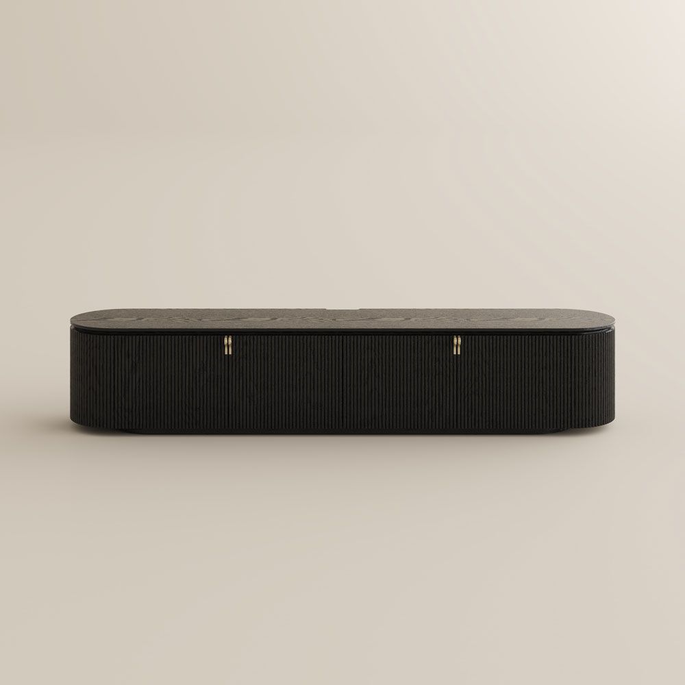 with Cabinets Black Plywood TV Stands