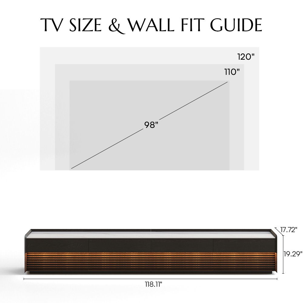 Long Glossy White & Black Plywood TV Stands