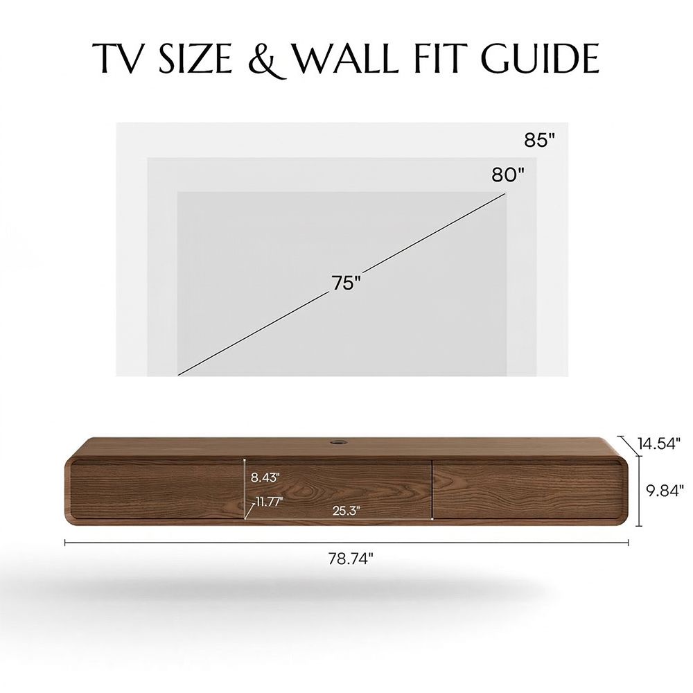 Wall Mount Dark Wood MDF TV Stands