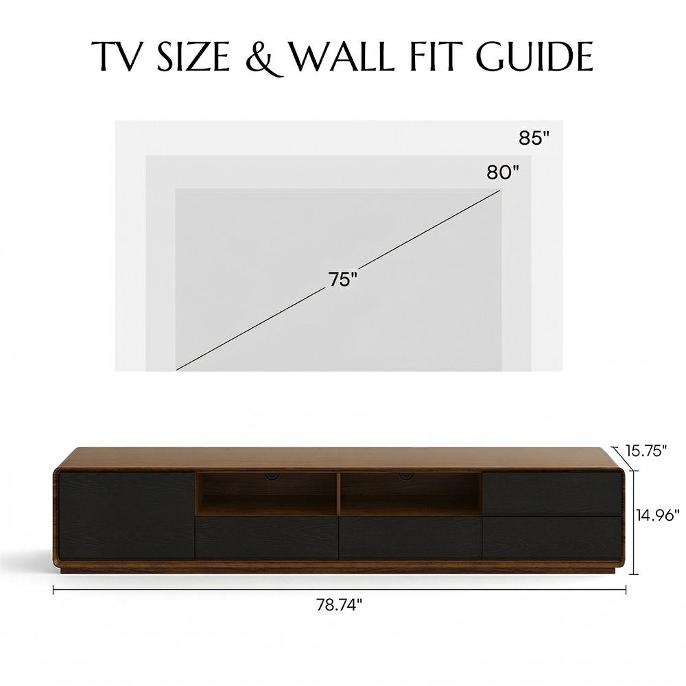 Mid Century Modern Dark Wood & Black MDF TV Stands