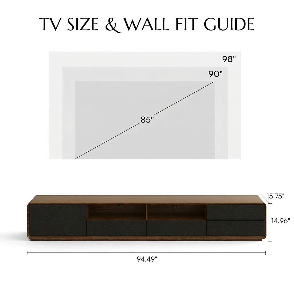 with Storage Dark Wood & Black MDF TV Stands