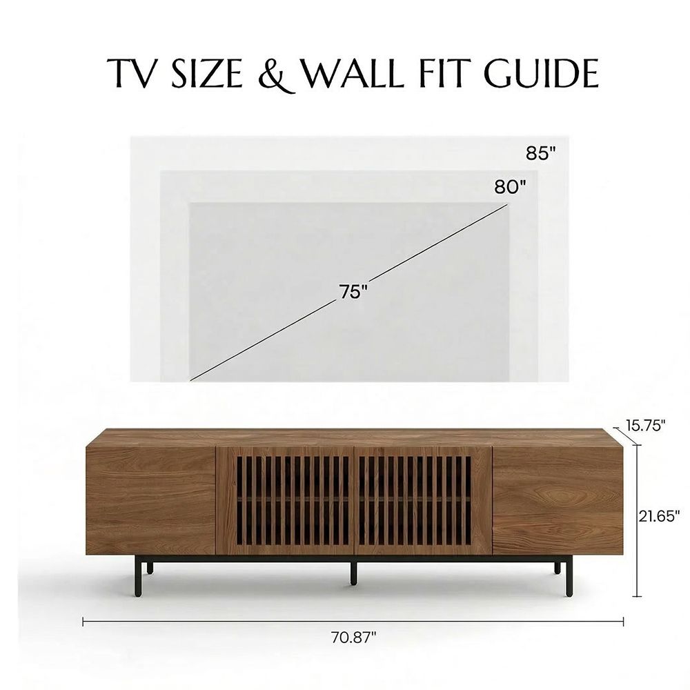 with Shelves Walnut Color MDF TV Stands