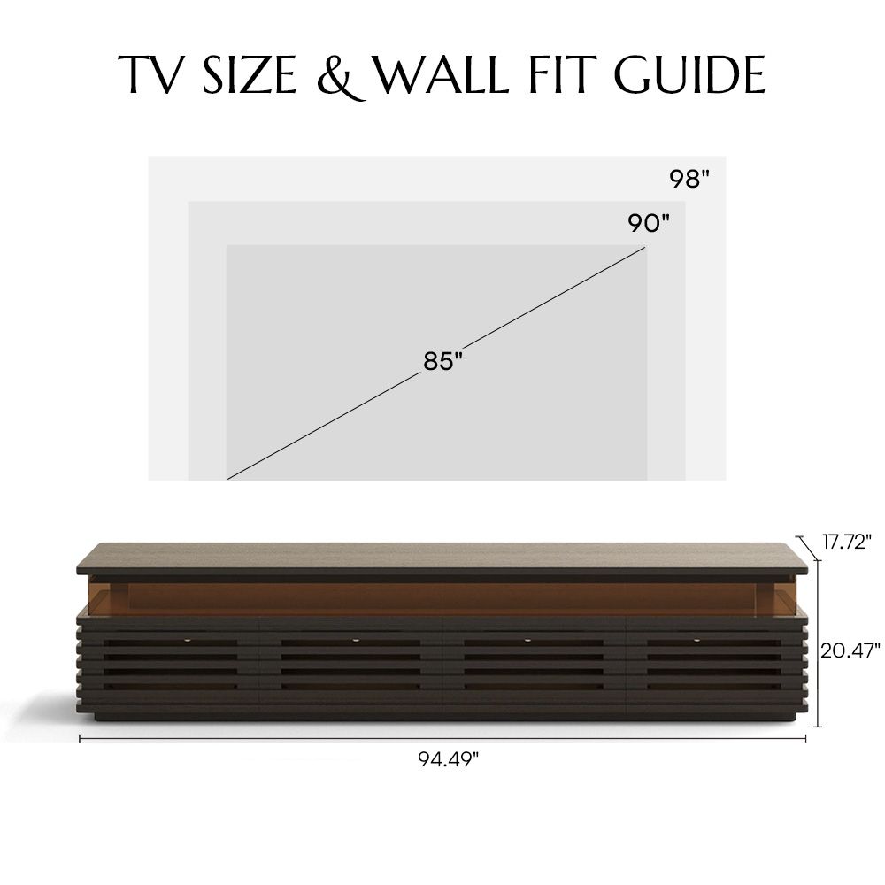Slatted Design Black Engineered Wood TV Stands
