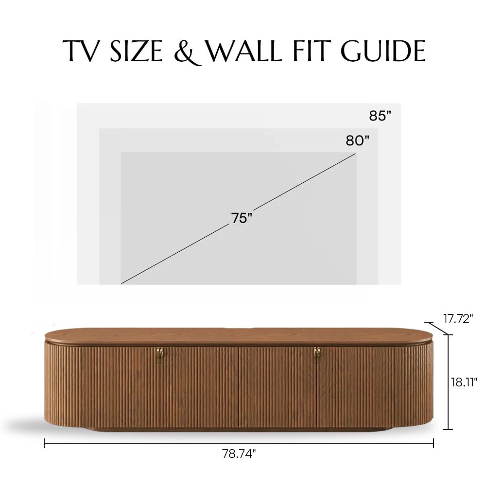 Perfect for 75 Inch TV Walnut Color Plywood TV Stands