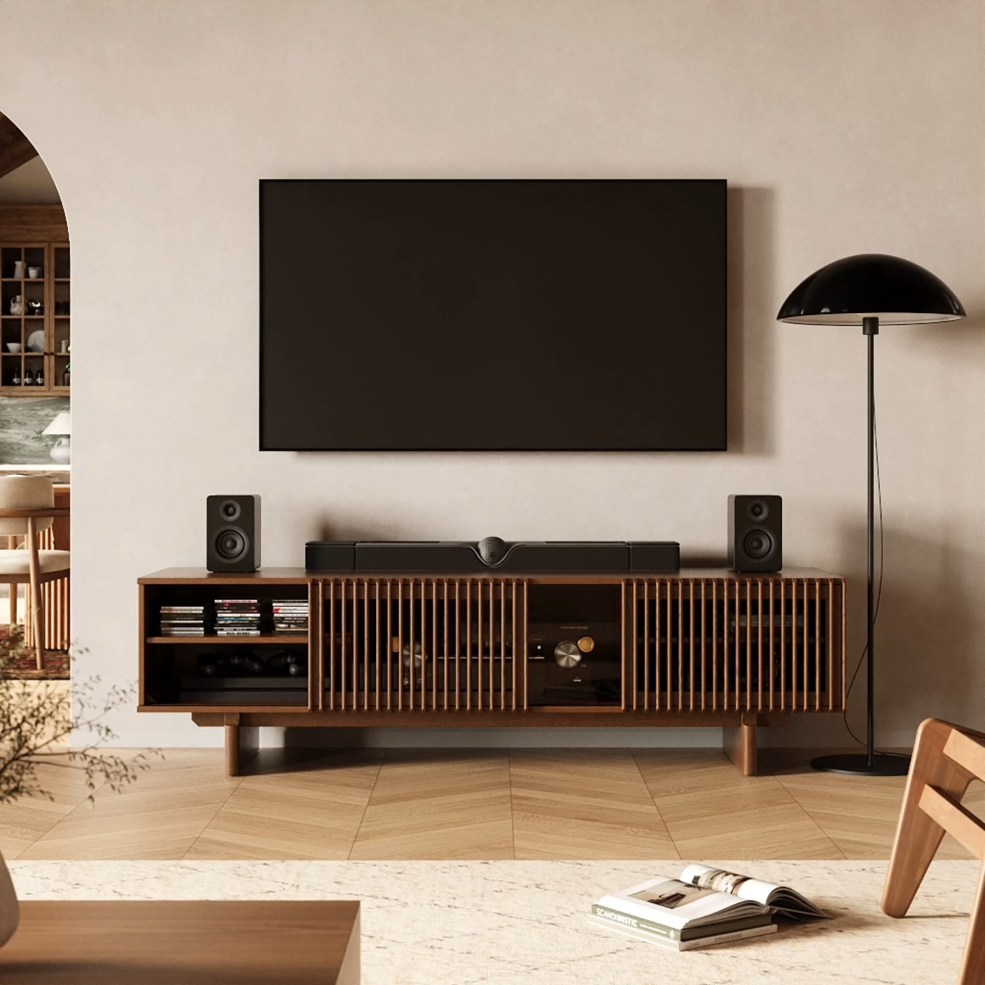 Mid Century Modern Walnut Plywood TV Stands