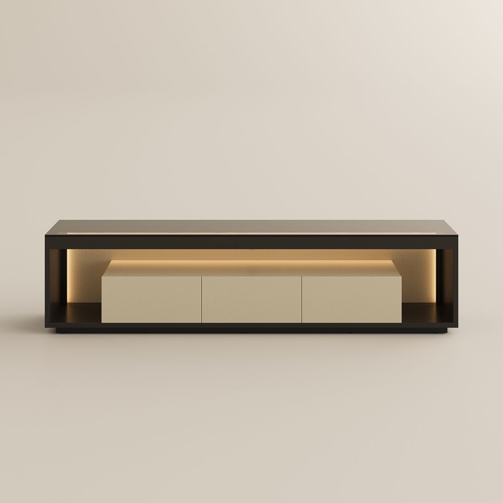 with Cabinets Beige+Dark Gray Engineered Wood TV Stands