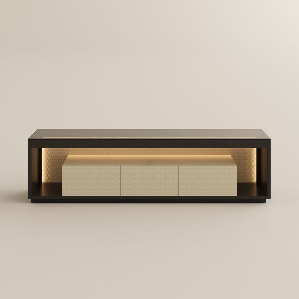 Perfect for 70 Inch TV Beige+Dark Gray Engineered Wood TV Stands