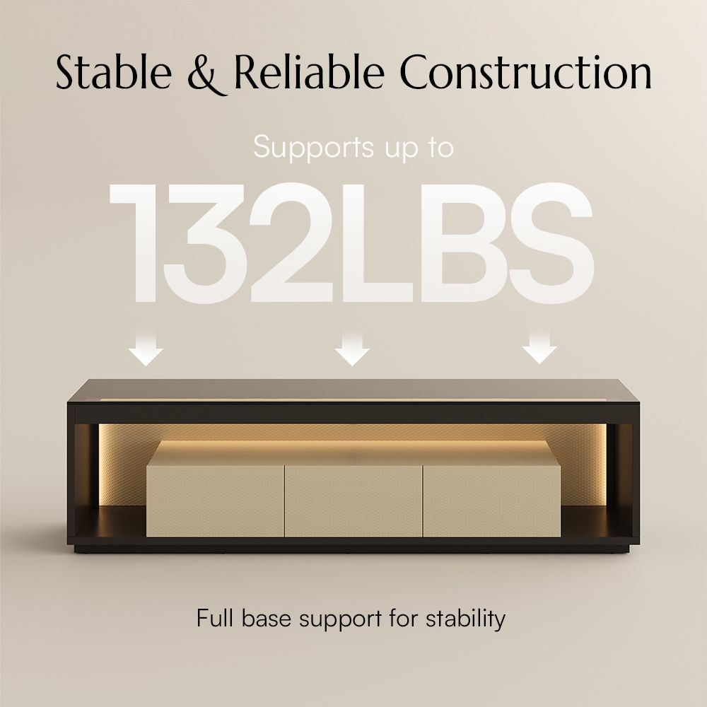 Perfect for 70 Inch TV Beige+Dark Gray Engineered Wood TV Stands