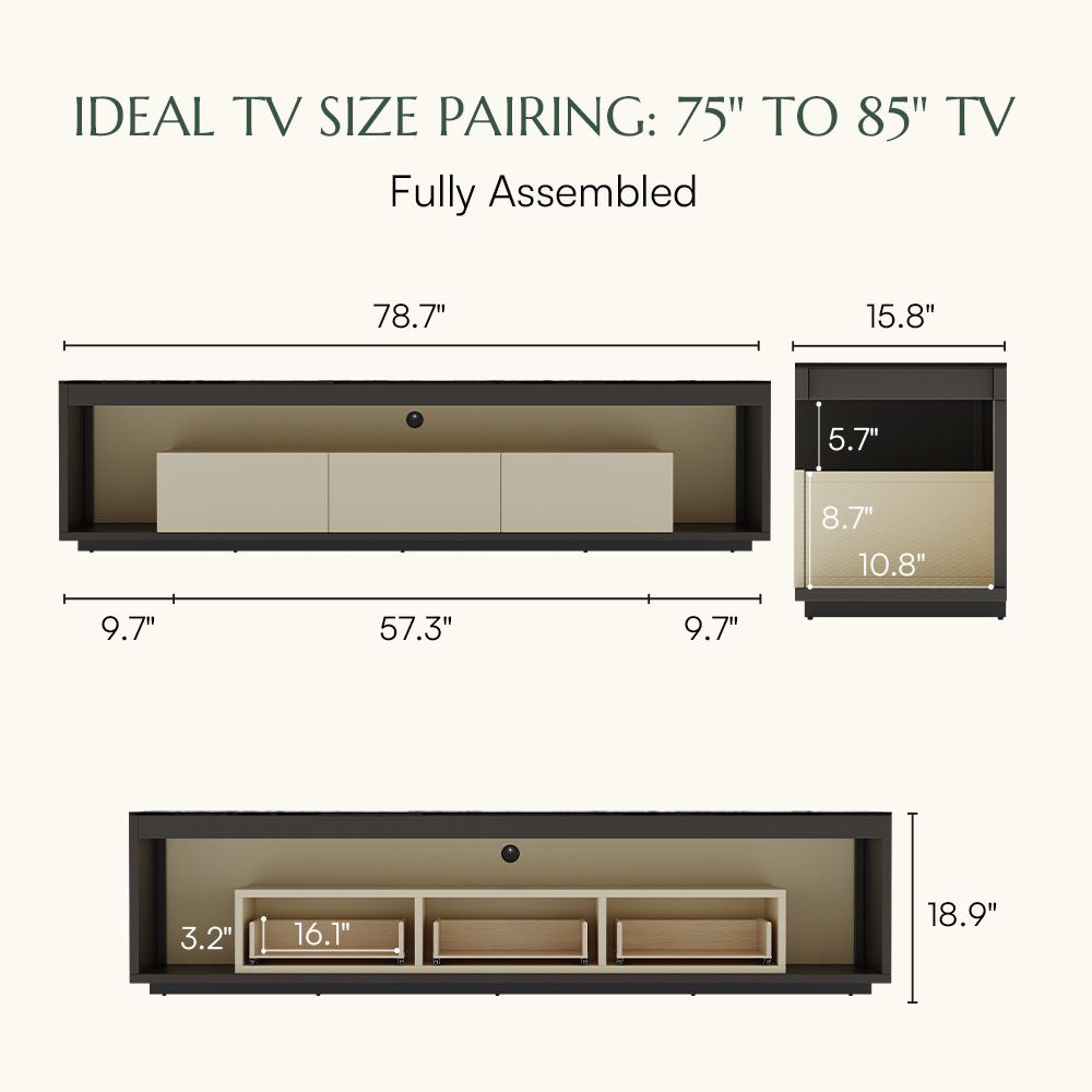 On the Ground Beige+Dark Gray Engineered Wood TV Stands