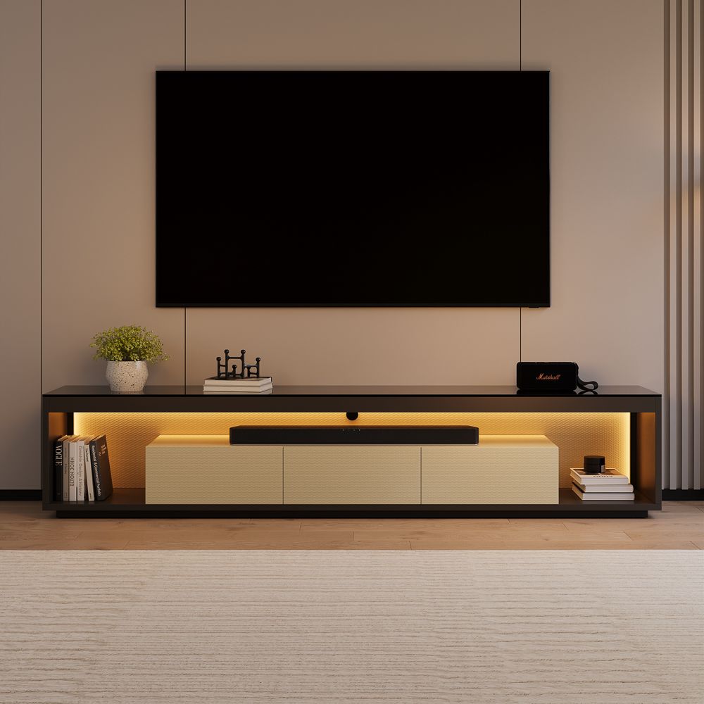 Beige+Dark Gray Engineered Wood TV Stands