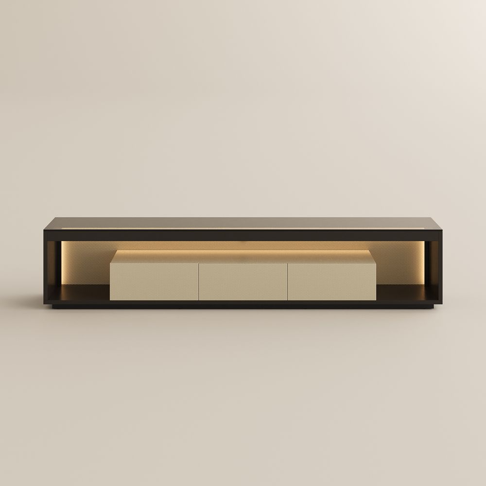 Beige+Dark Gray Engineered Wood TV Stands