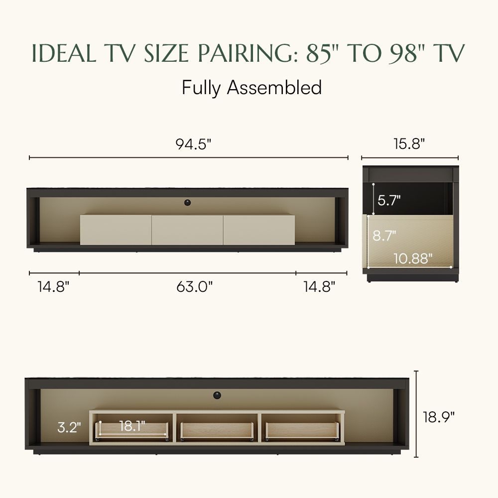 Beige+Dark Gray Engineered Wood TV Stands