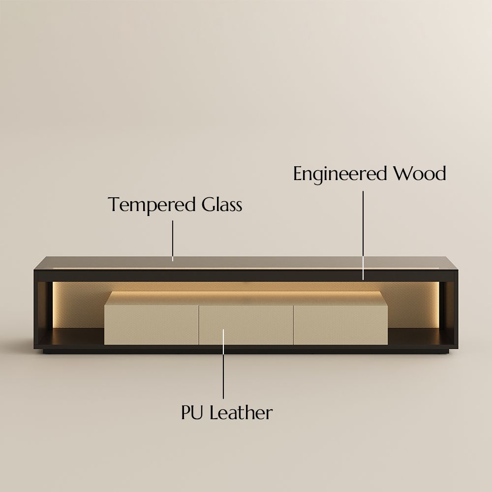 Beige+Dark Gray Engineered Wood TV Stands