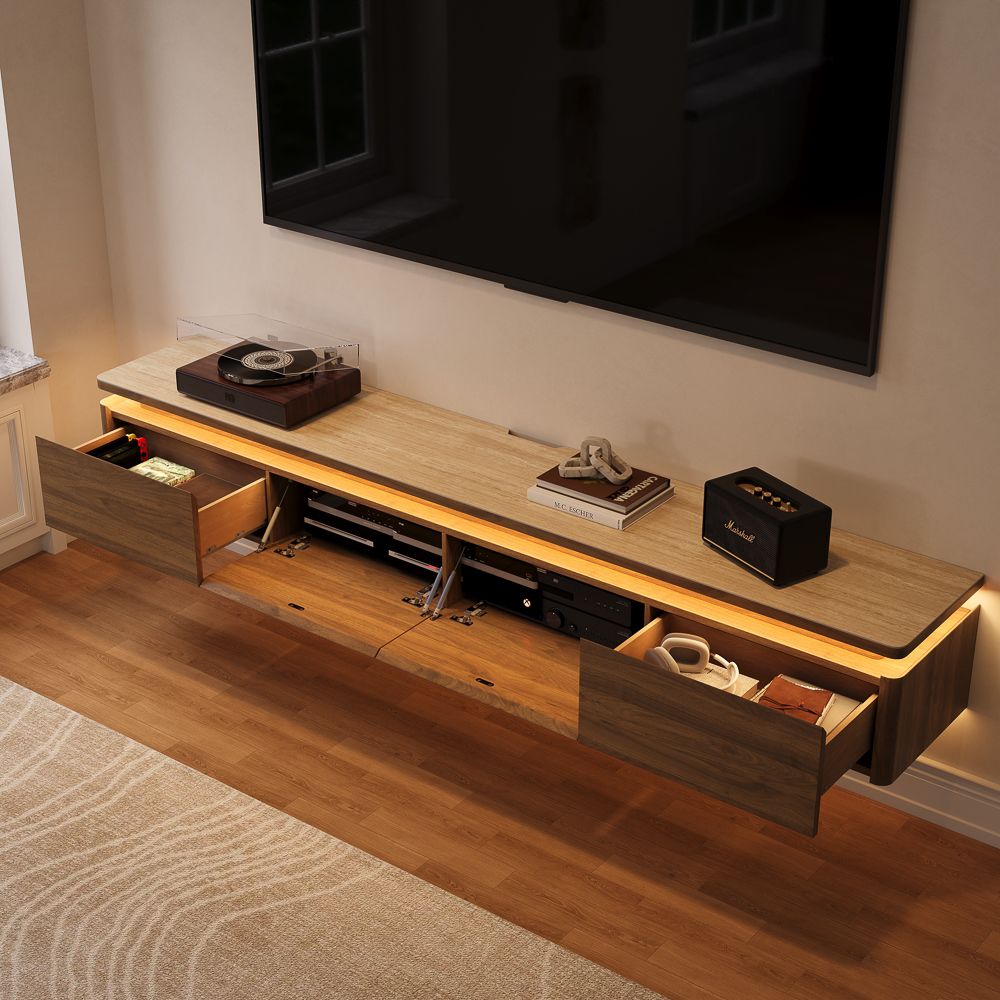 Perfect for 85 Inch TV Walnut Color TV Stands