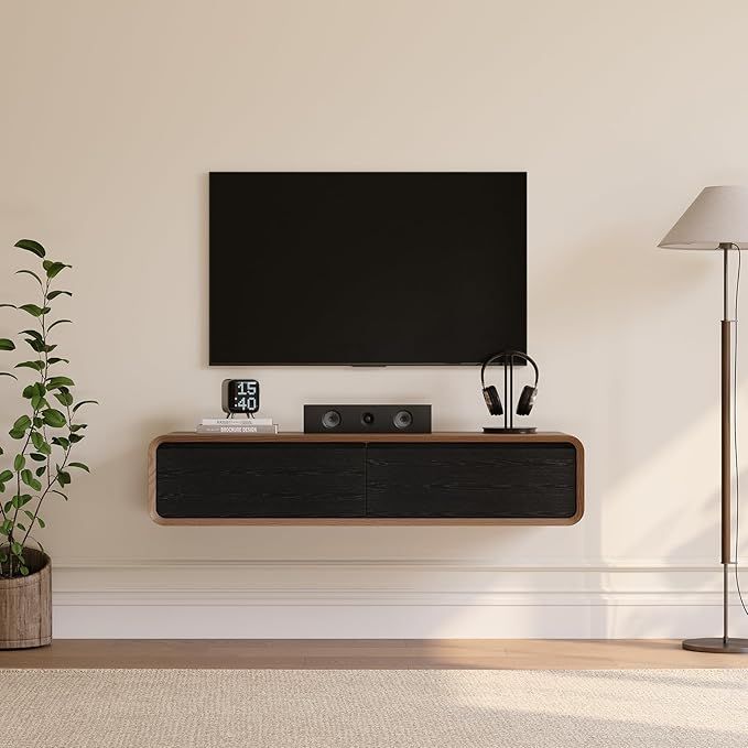 with Drawers Dark Wood & Black MDF TV Stands