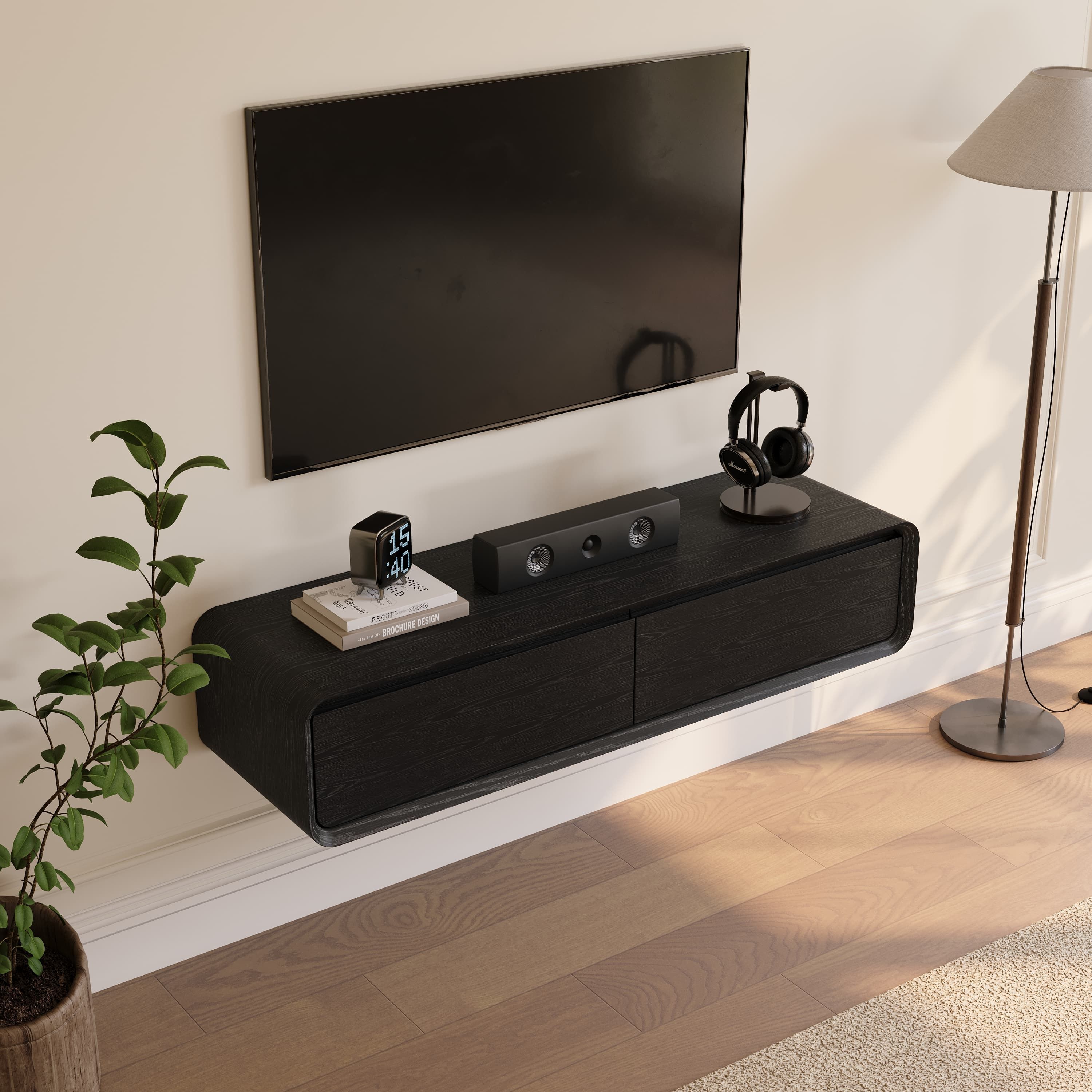 Oak Black MDF TV Stands