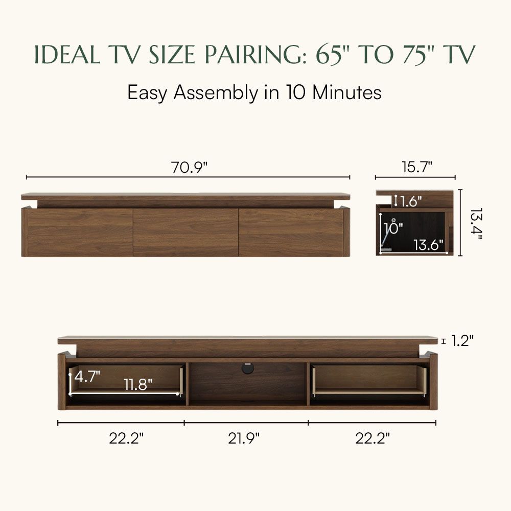 Floating Walnut Color TV Stands