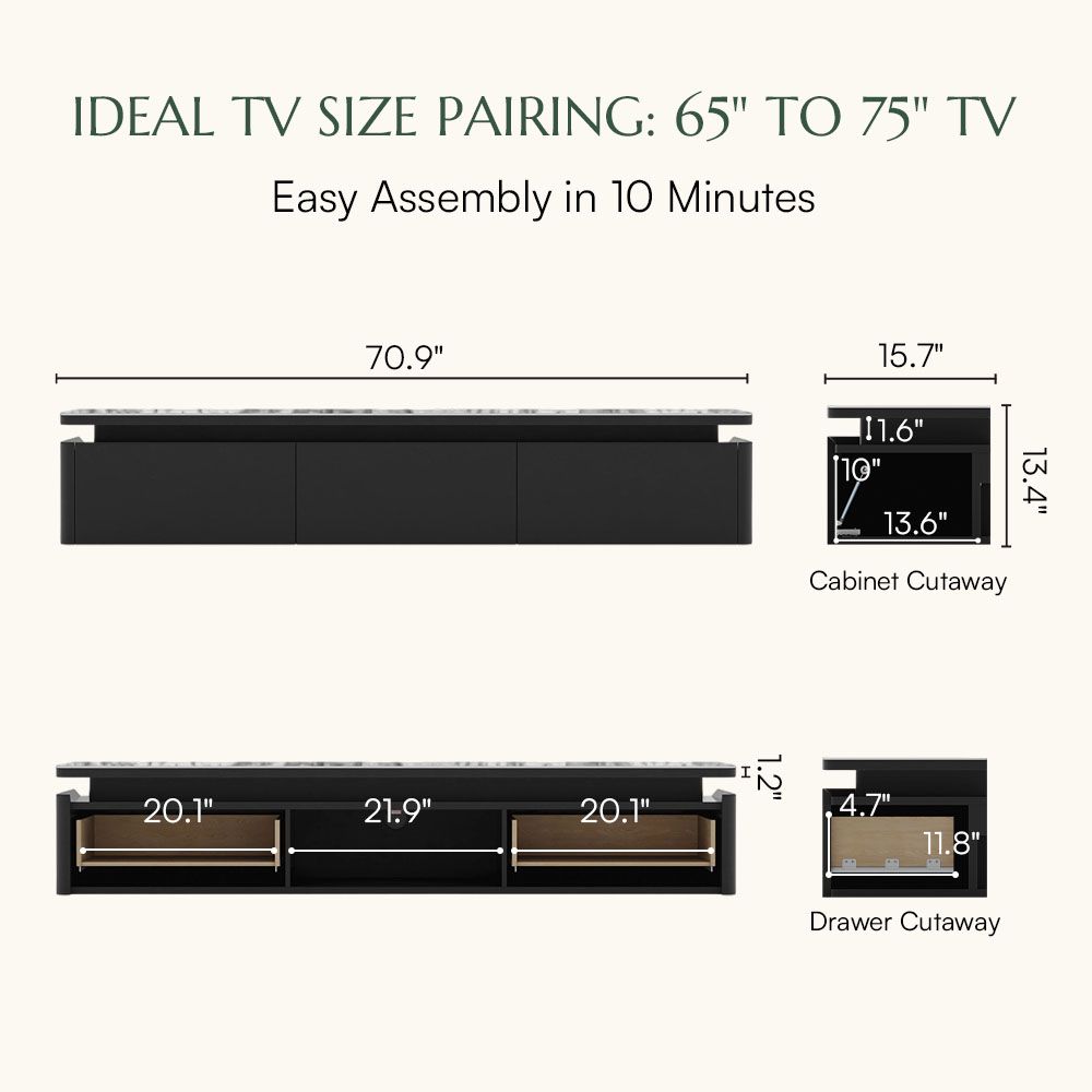 with Light White & Black TV Stands