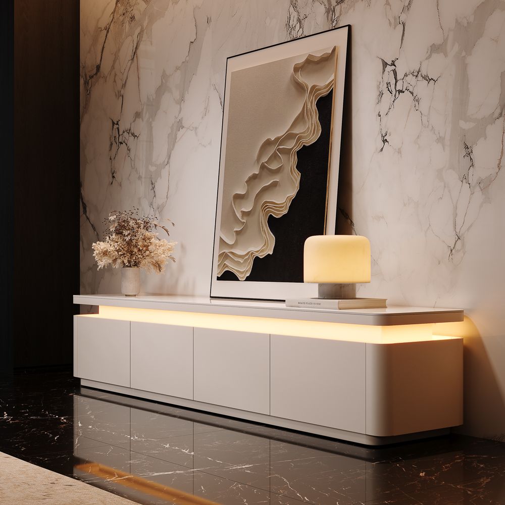 with Cabinets White MDF TV Stands