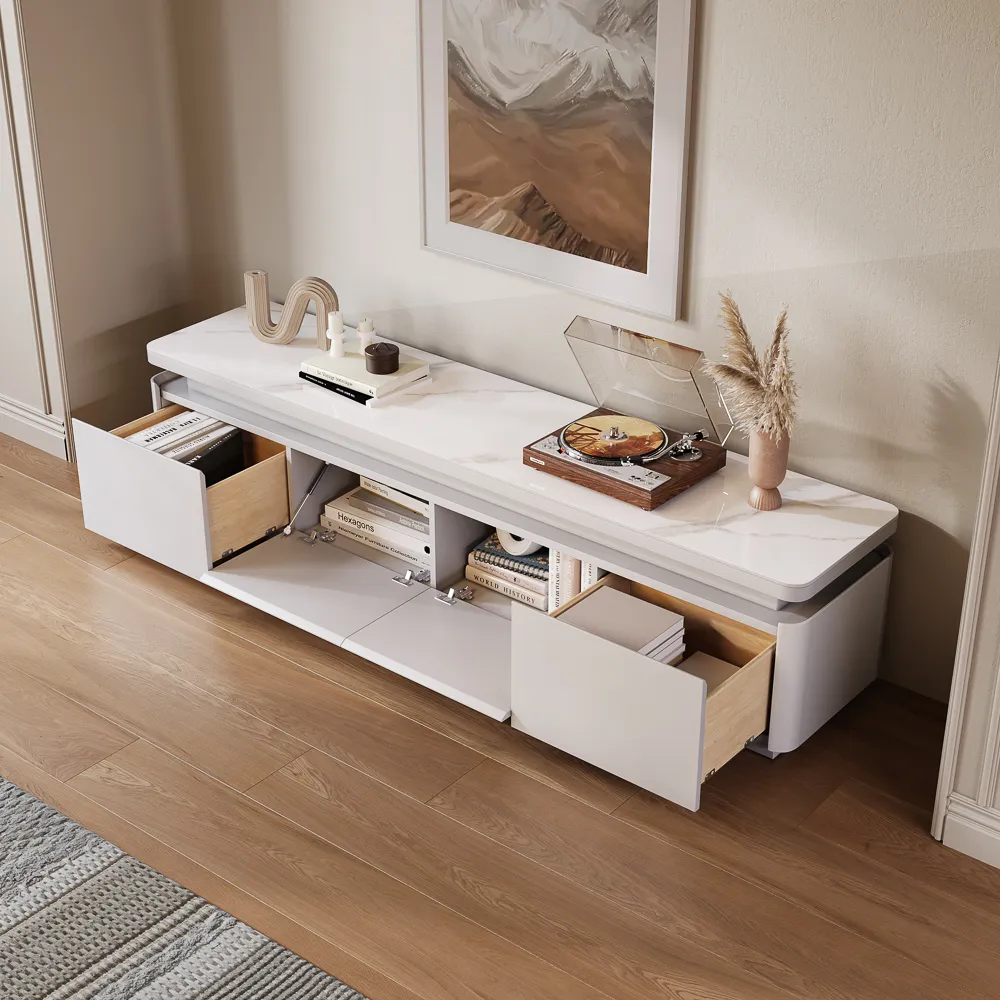 Sintered Stone White MDF TV Stands