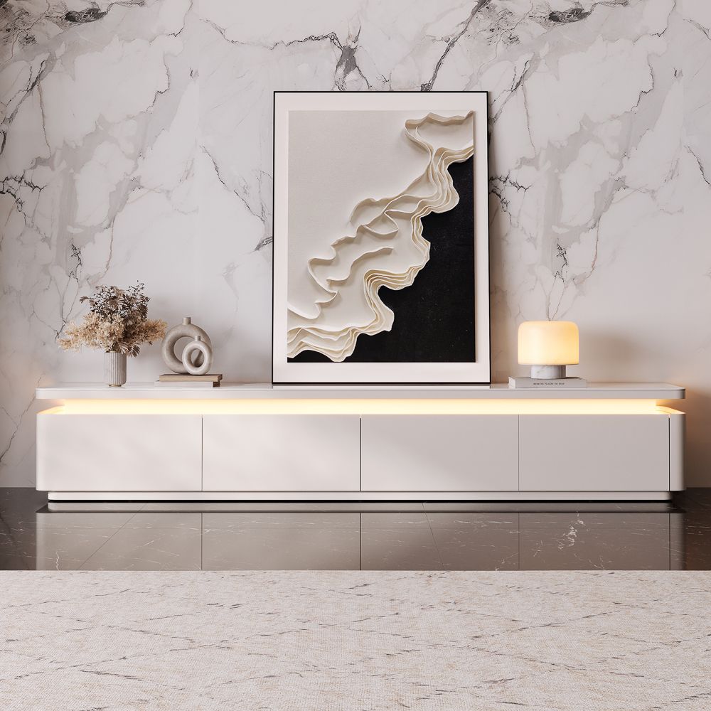 Sintered Stone White MDF TV Stands