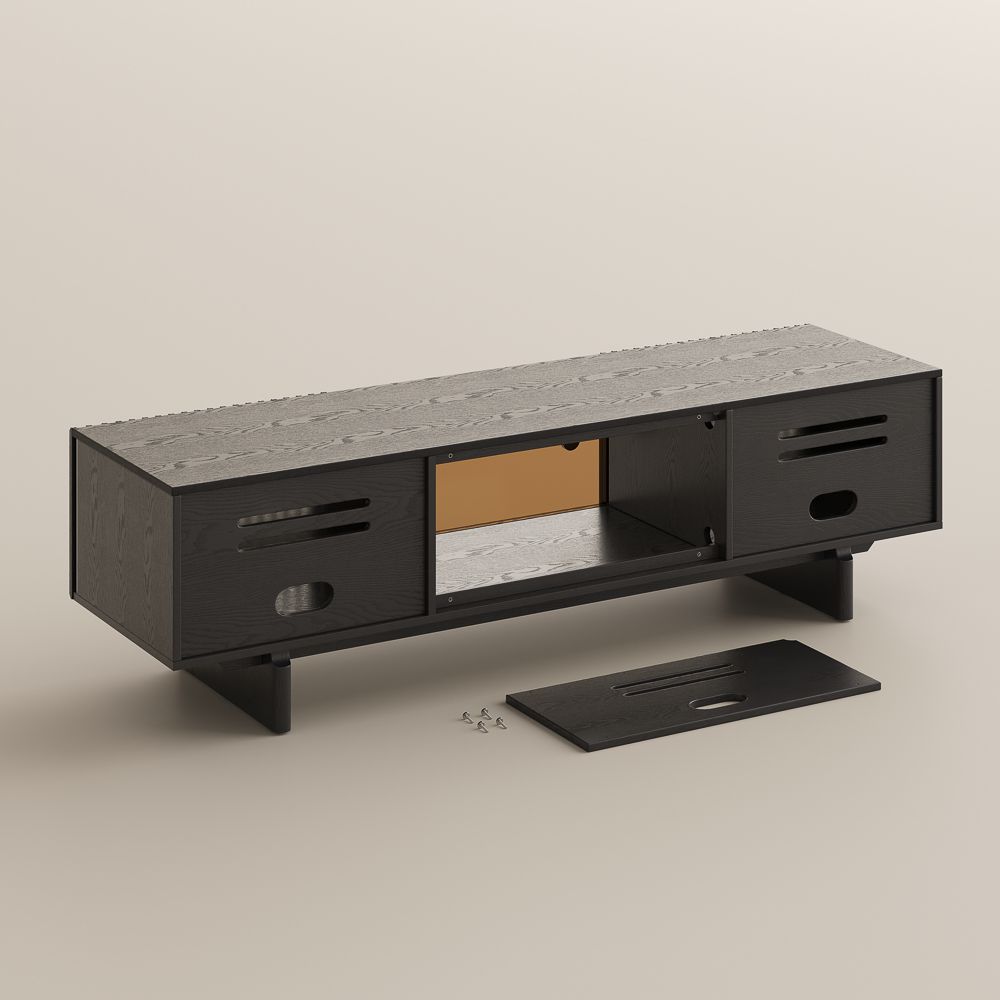 Glass Cabinet Door Black Plywood TV Stands