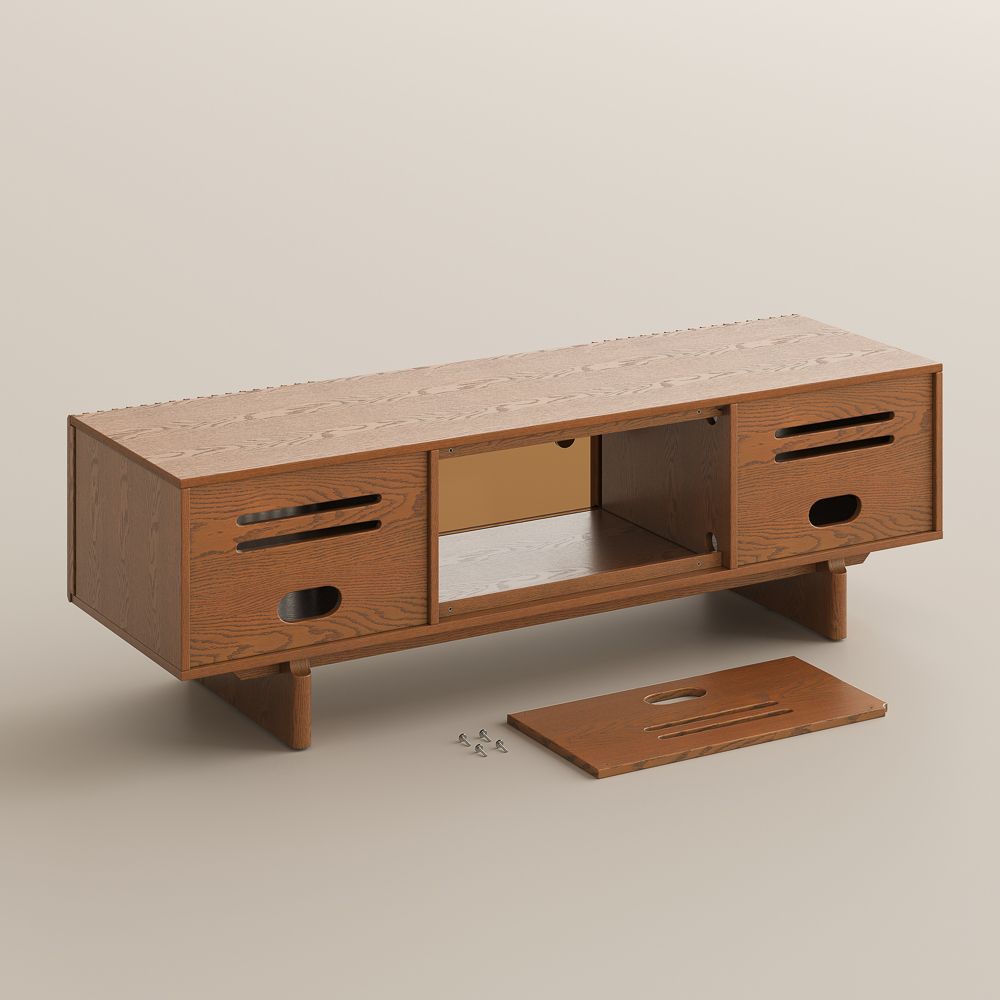 Fluted Walnut Plywood TV Stands