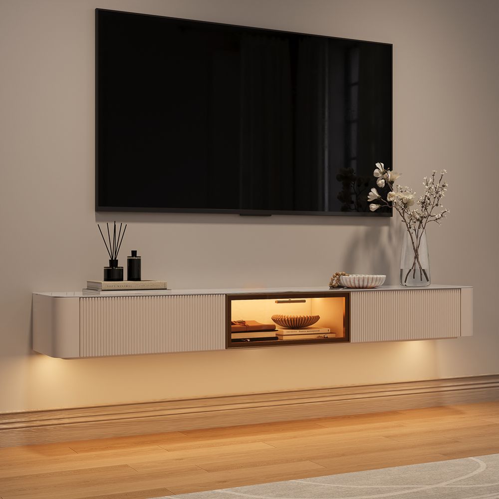 Beige Beige Glossy Sintered Stone TV Stands