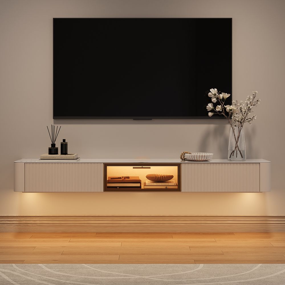 Beige Beige Glossy Sintered Stone TV Stands