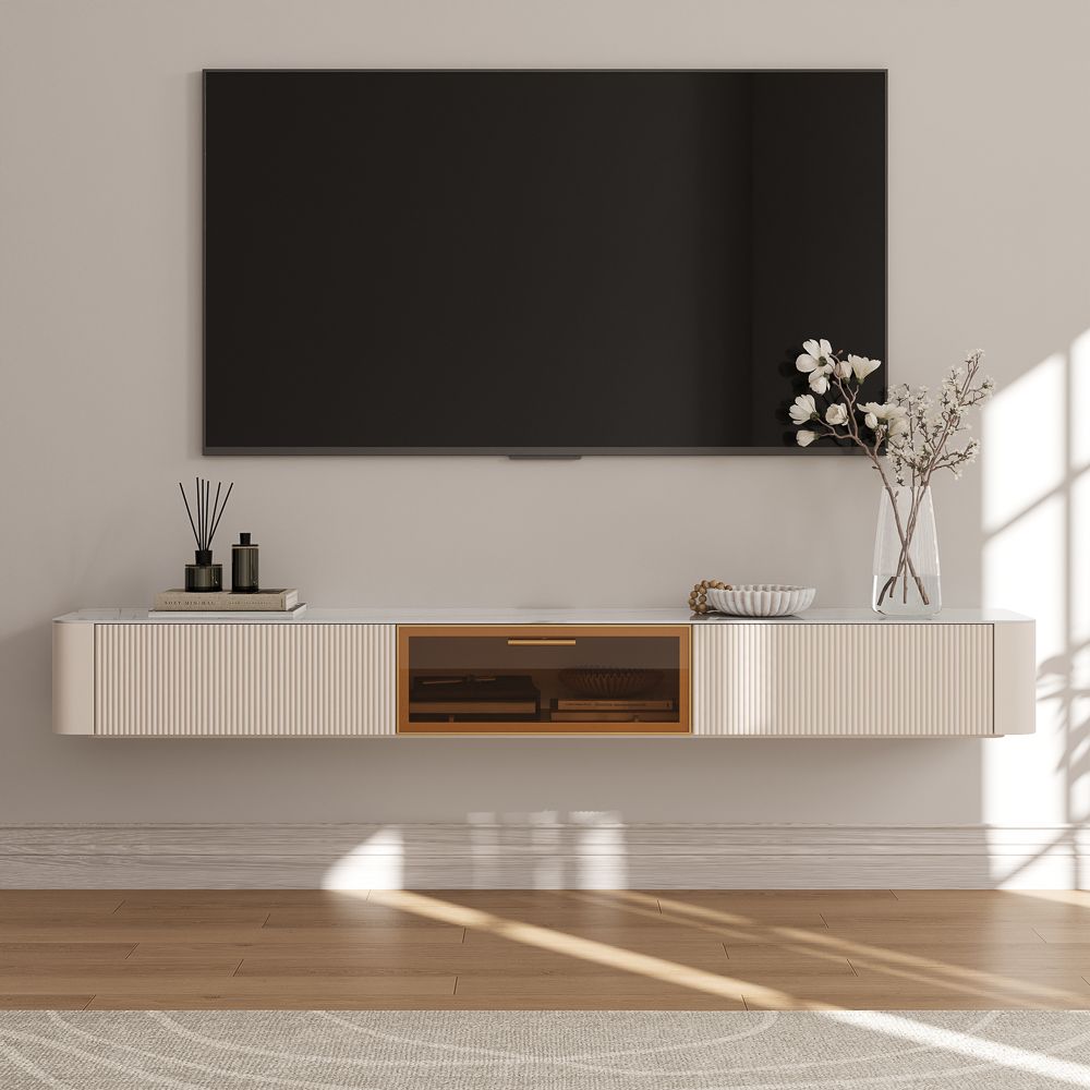 Beige Beige Glossy Sintered Stone TV Stands