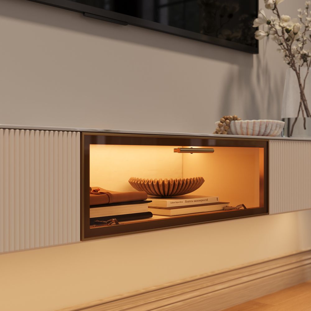 Modern Beige Glossy Sintered Stone TV Stands