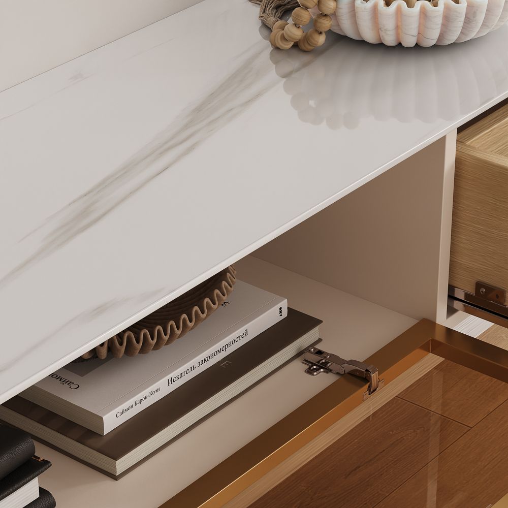 FLOAT Beige Glossy Sintered Stone TV Stands