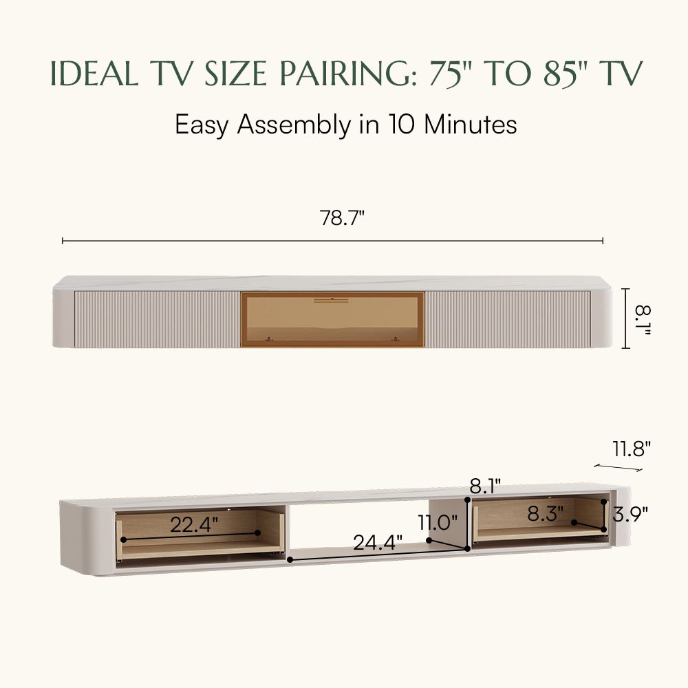 Modern Beige Glossy Sintered Stone TV Stands