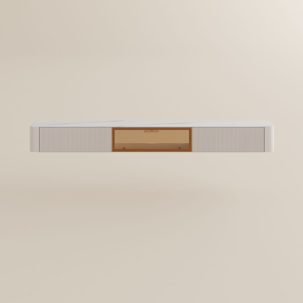 FLOAT Beige Glossy Sintered Stone TV Stands