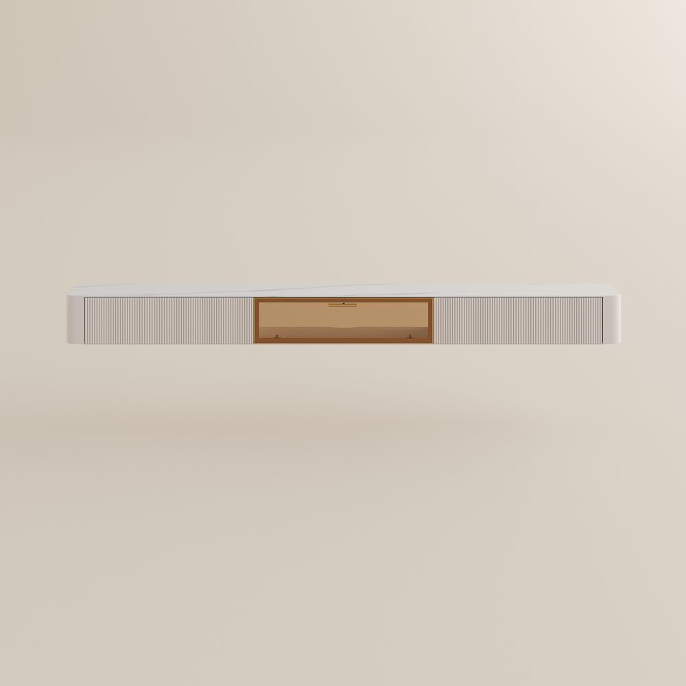 FLOAT Beige Glossy Sintered Stone TV Stands