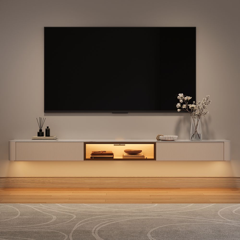 Beige Beige Glossy Sintered Stone TV Stands