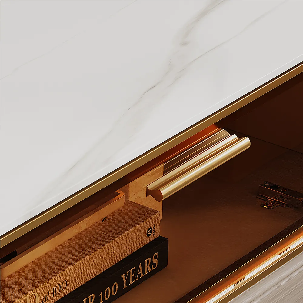 Modern Beige Glossy Sintered Stone TV Stands