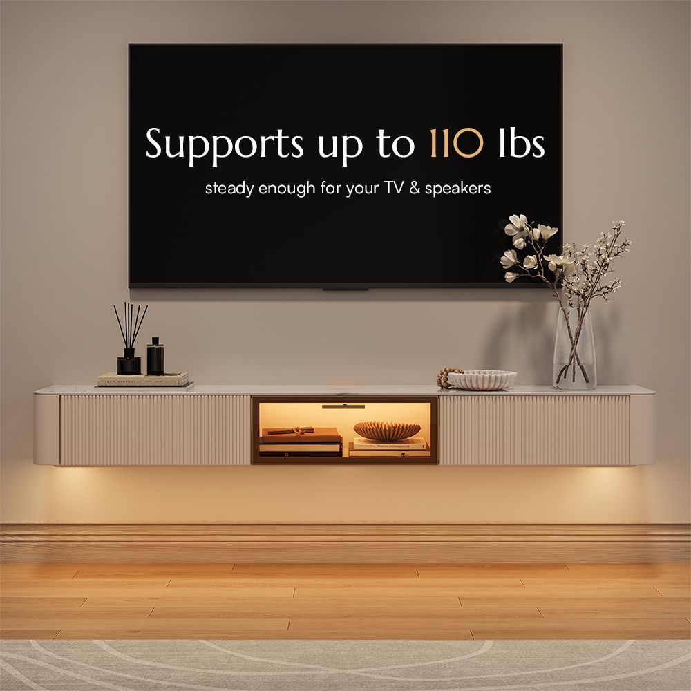 Modern Beige Glossy Sintered Stone TV Stands