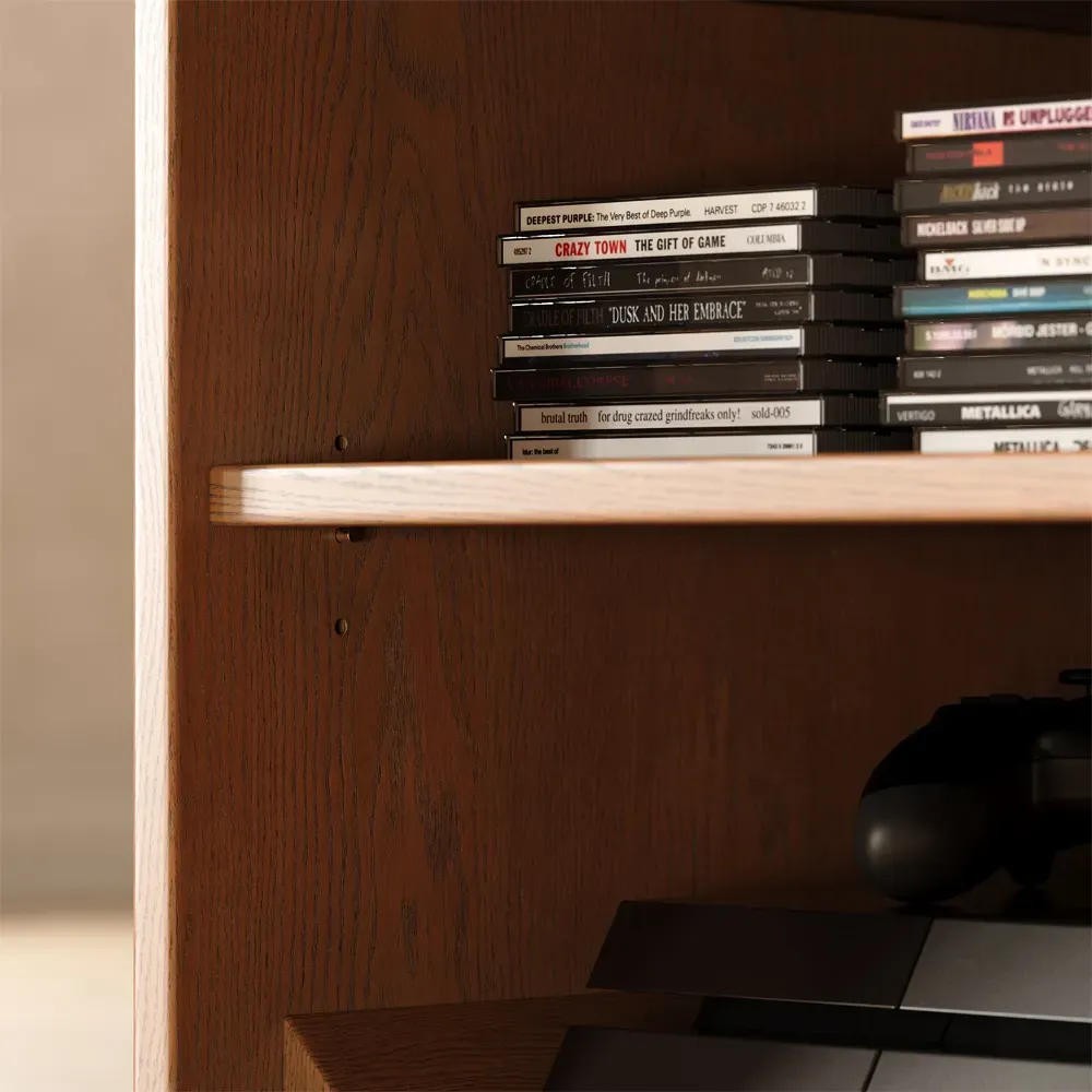 Scandinavian Walnut Color Plywood TV Stands