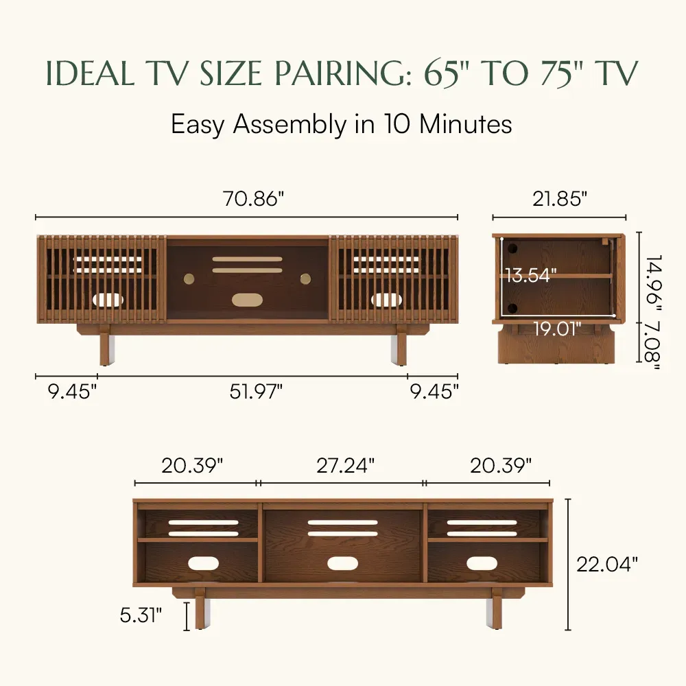 with LED Lights Walnut Color Plywood TV Stands
