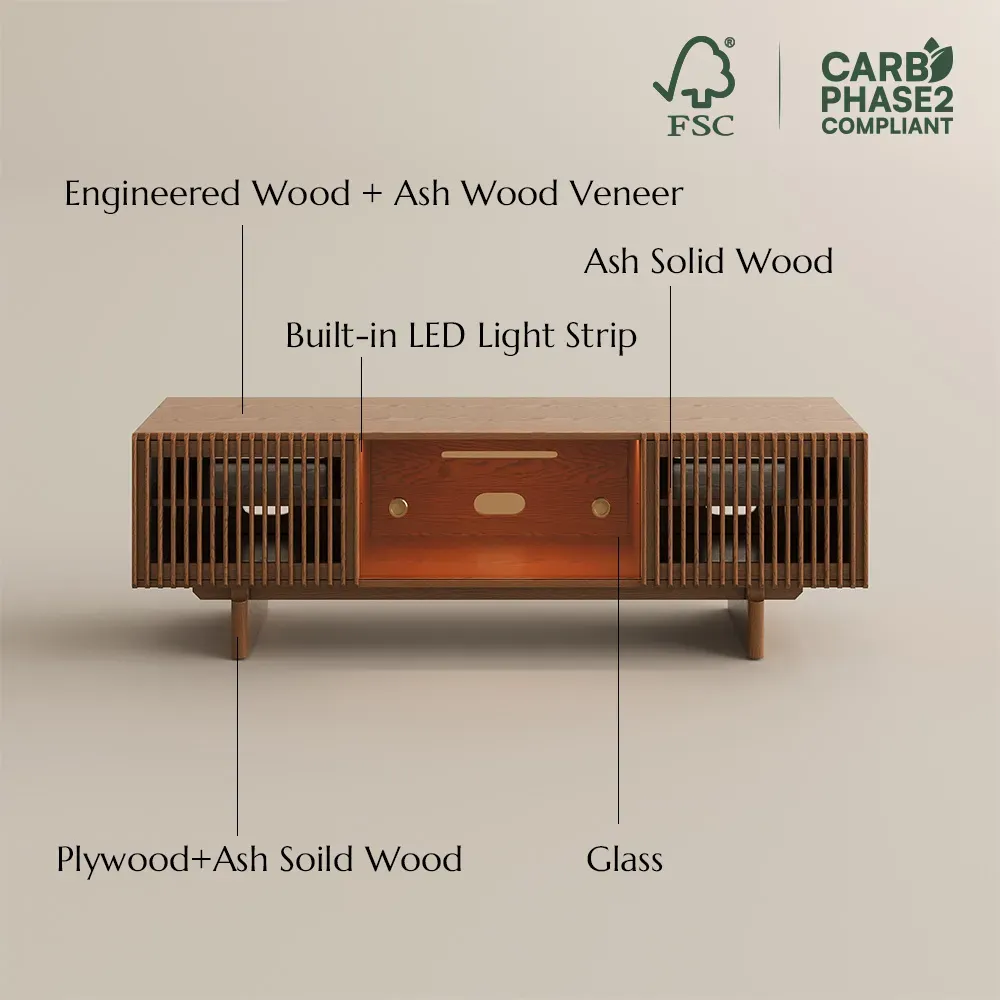 with Shelves Walnut Color Plywood TV Stands
