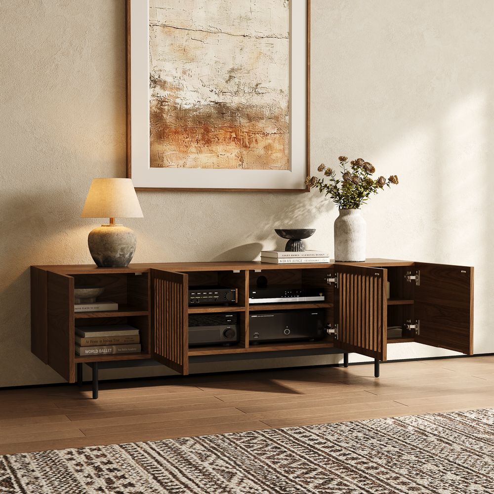 with Storage Walnut Color MDF TV Stands