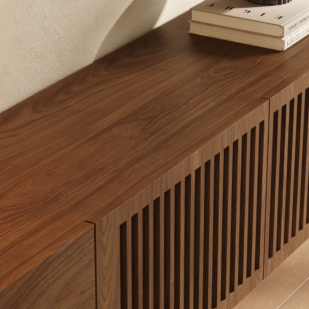 with Shelves Walnut Color MDF TV Stands