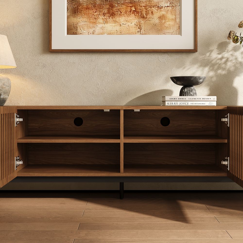 Perfect for 65 Inch TV Walnut Color MDF TV Stands