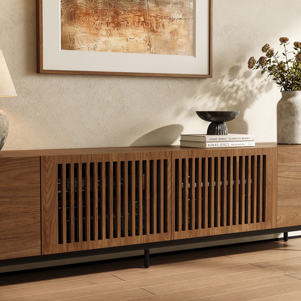 with Doors Walnut Color MDF TV Stands