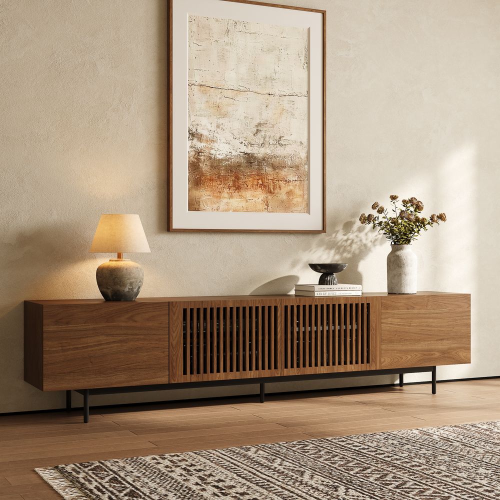 with Storage Walnut Color MDF TV Stands