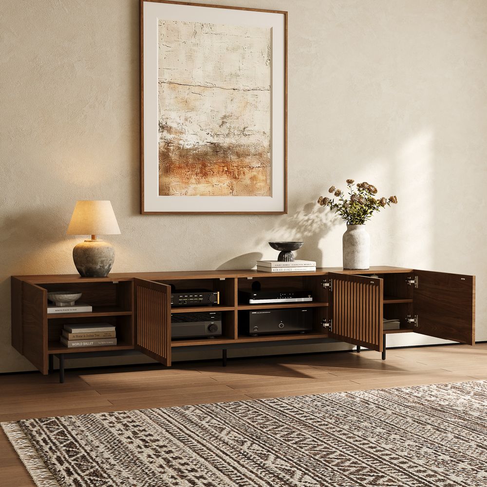Bedroom Walnut Color MDF TV Stands
