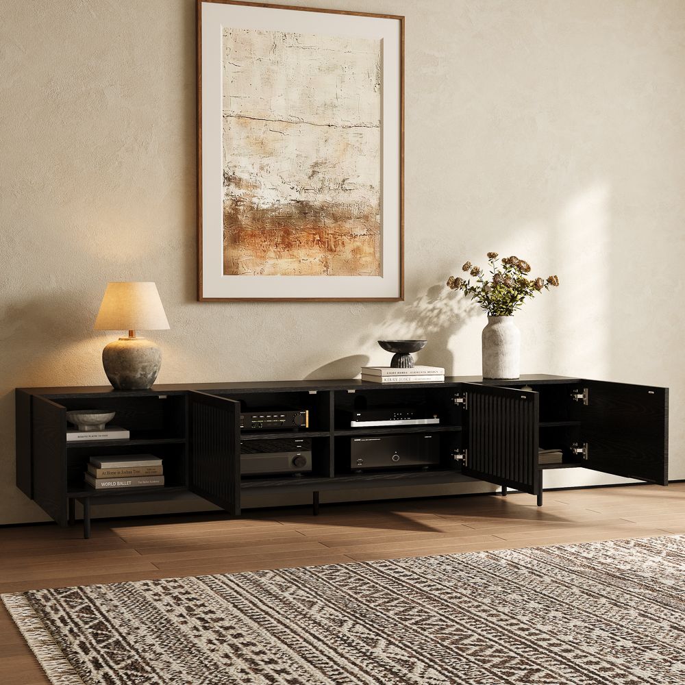 Mid Century Modern Black MDF TV Stands