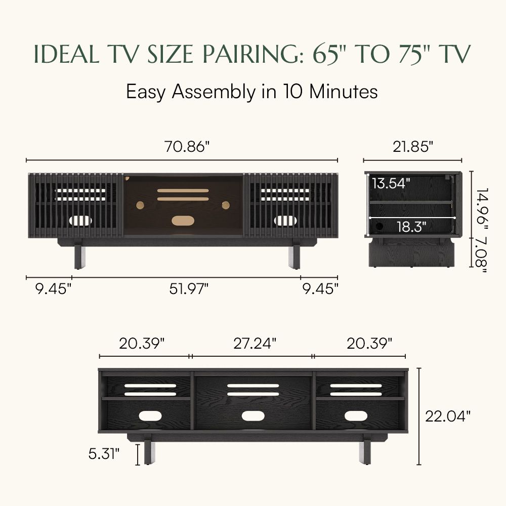 Perfect for 65 Inch TV Black Plywood TV Stands