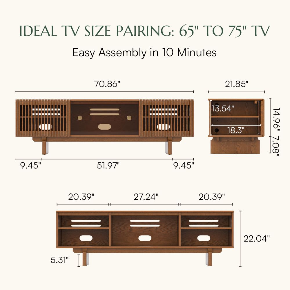 with LED Lights Walnut Color Plywood TV Stands